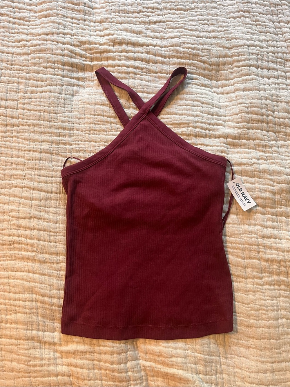 Old Navy Maroon Ribbed Cross-Back Cami - Picture 2 of 4